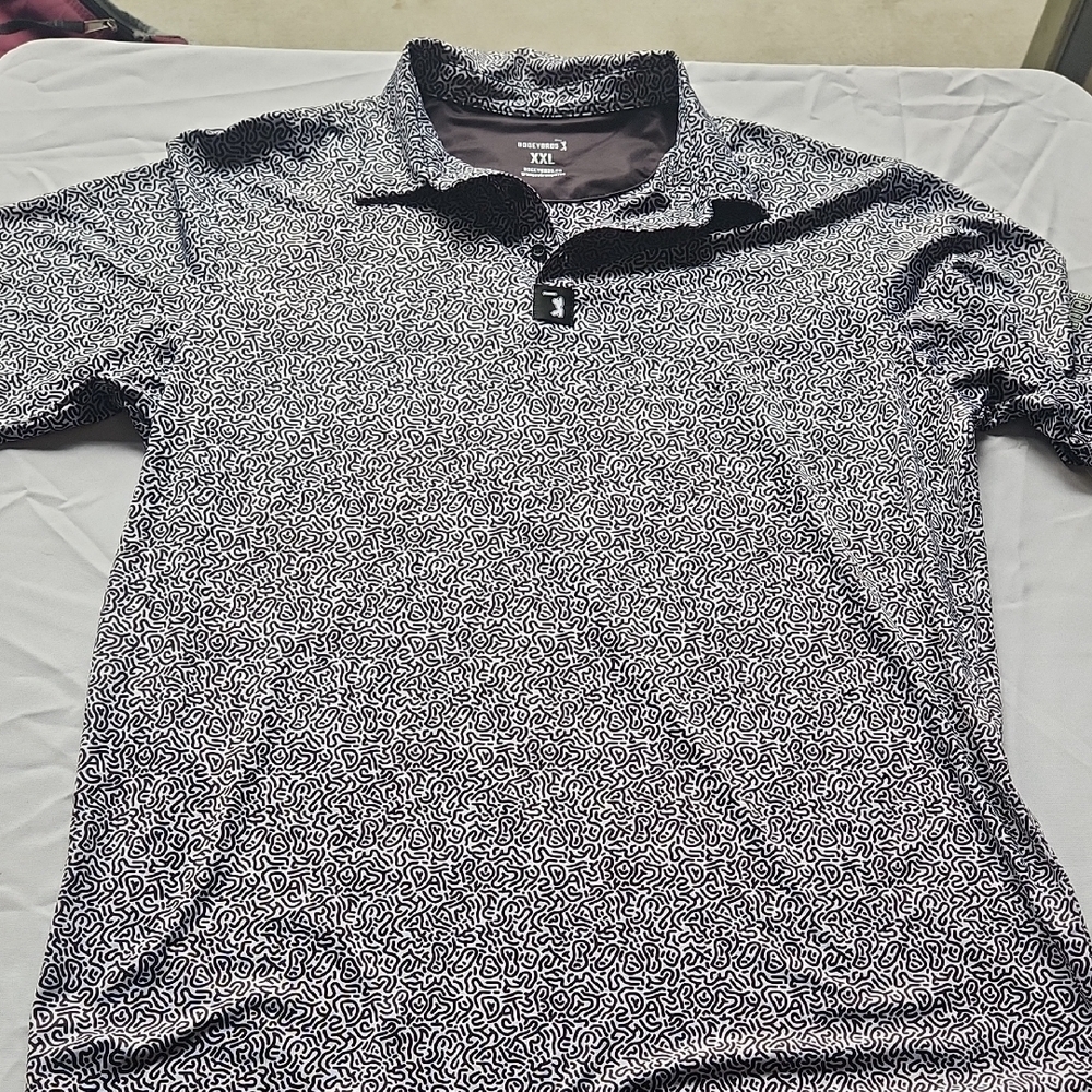 Bogeybros Elegant Black and White Golf Polo Shirt